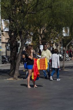 Barselona, İspanya, 8 Ağustos 2017: İspanya ile birlik için gösteri