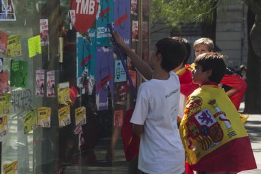 Barselona, İspanya, 8 Ağustos 2017: İspanya ile birlik için gösteri