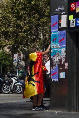 Barselona, İspanya, 8 Ağustos 2017: İspanya ile birlik için gösteri