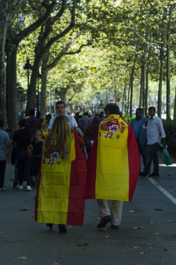 Barselona, İspanya, 8 Ağustos 2017: İspanya wa ile birlik destekçileri