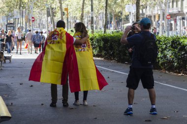 Barselona, İspanya, 8 Ağustos 2017: İspanya wa ile birlik destekçileri