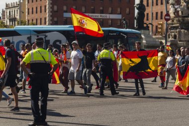 Barselona, İspanya, 8 Ağustos 2017: İspanya ile birlik için gösteri