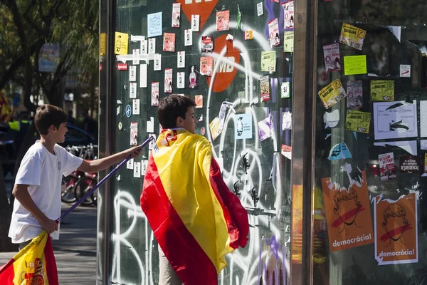 Barselona, İspanya, 8 Ağustos 2017: İspanya ile birlik için gösteri