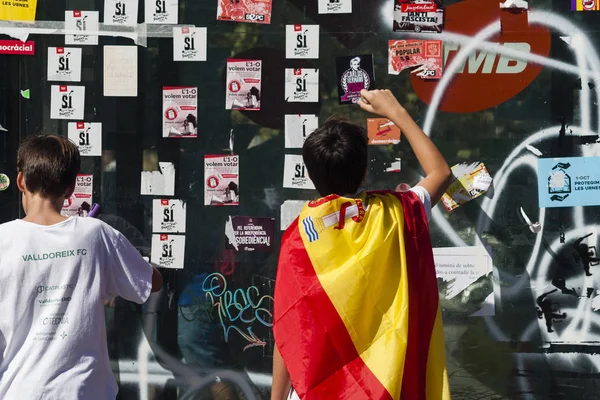 Barselona, İspanya, 8 Ağustos 2017: İspanya ile birlik için gösteri