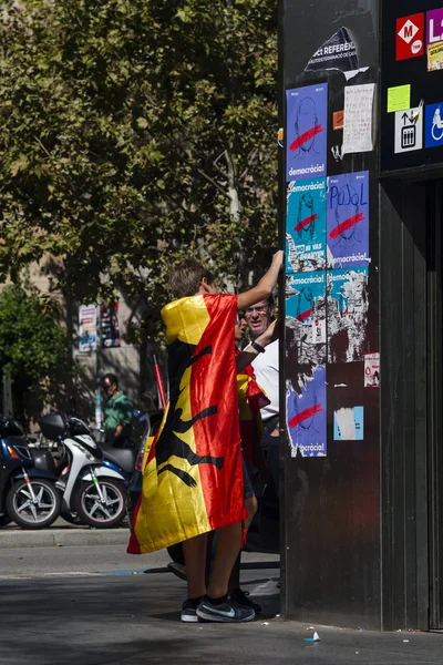 Barselona, İspanya, 8 Ağustos 2017: İspanya ile birlik için gösteri