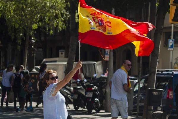 Barcelone, Espagne, 8 août 2017 : Les partisans de l'unité avec l'Espagne — Photo