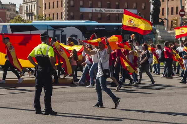 Barselona, İspanya, 8 Ağustos 2017: İspanya ile birlik için gösteri