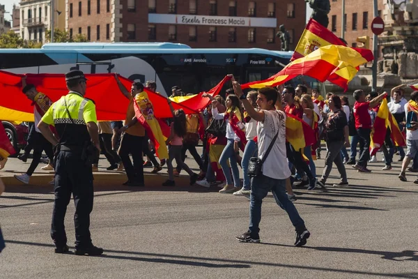 Barselona, İspanya, 8 Ağustos 2017: İspanya ile birlik için gösteri