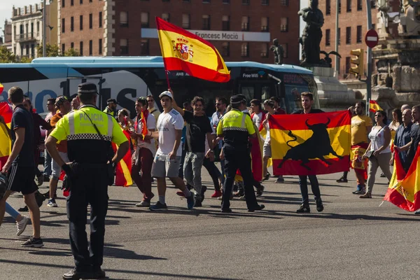 Barselona, İspanya, 8 Ağustos 2017: İspanya ile birlik için gösteri