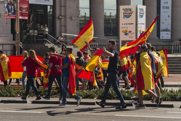 Barselona, İspanya, 8 Ağustos 2017: İspanya ile birlik için gösteri