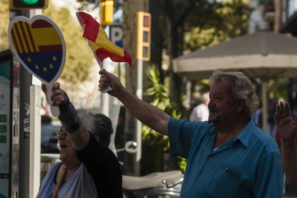 Barselona, İspanya, 8 Ağustos 2017: İspanya ile birlik destekçileri — Stok fotoğraf