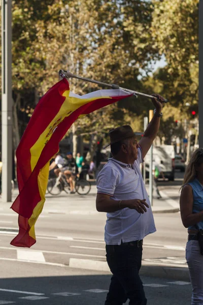 Barselona, İspanya, 8 Ağustos 2017: İspanya ile birlik destekçileri 