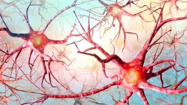 3D çizim. Neural ağ arka plan. Yüksek çözünürlüklü.