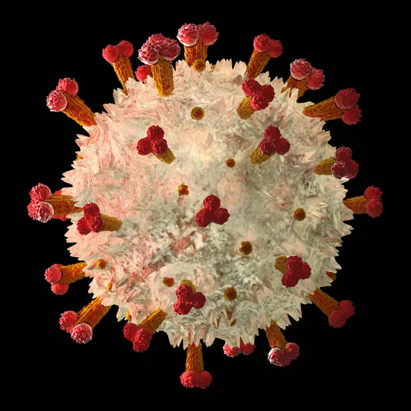 Covid19 Sobre Fundo Preto Uma Nova Estirpe Coronavírus Renderização — Fotografia de Stock