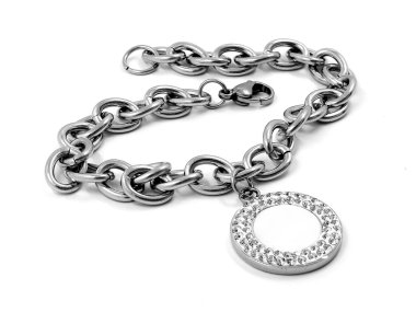 Kristalleri - paslanmaz çelik ile gümüş bilezik