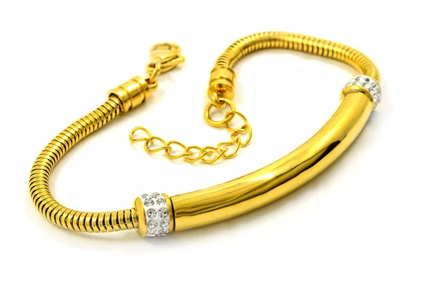 Złota bransoletka z kryształkami - ze stali nierdzewnej — Zdjęcie stockowe