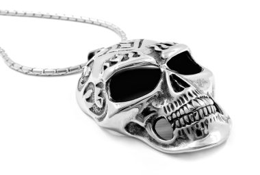 Kolye - kafatası - paslanmaz çelik