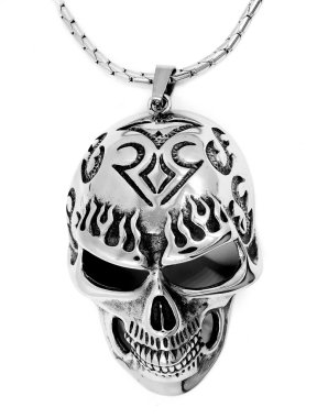 Kolye - kafatası - paslanmaz çelik