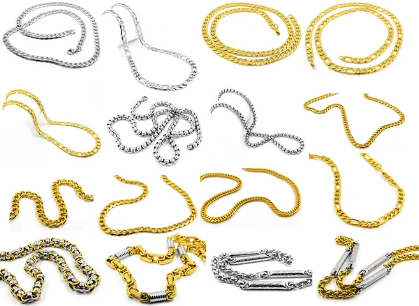 Chains - mücevher beyaz zemin üzerinde bir dizi — Stok fotoğraf