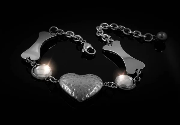 Bracelet femme - Coeur - Acier inoxydable argenté — Photo