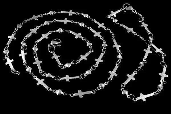 Set necklace and bracelet - Jewelry on a black background — Stock Photo, Image