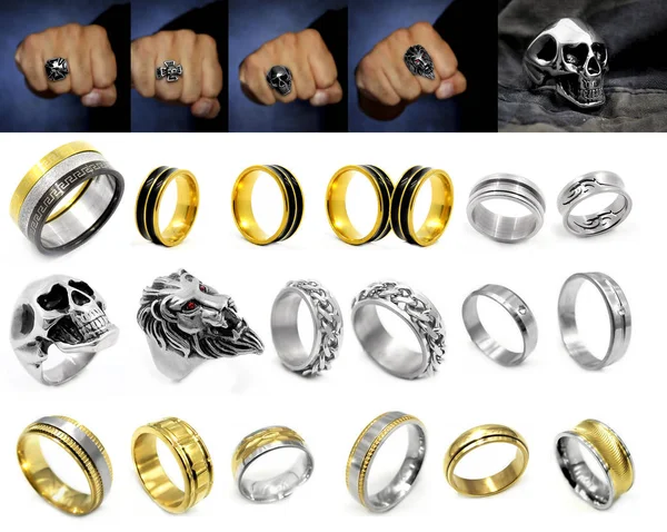 Smycken - stora uppsättning ringar — Stockfoto