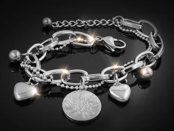 Damer-Armband - Silver rostfritt stål — Stockfoto