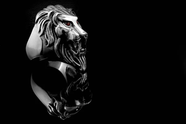 Ring for Men - Lion Head Stock Image