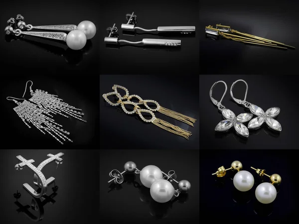 Pendientes Mix - Set grande - Plata Oro — Foto de Stock