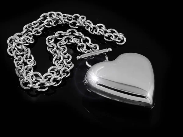 Halsband hjärta - rostfritt stål — Stockfoto