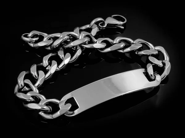 Bracelet avec plaque pour homme - Acier inoxydable — Photo