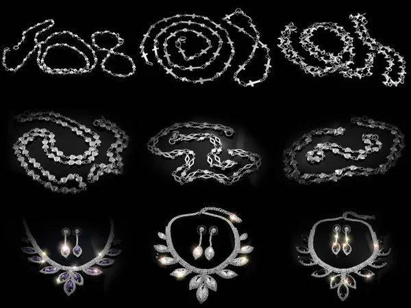 Conjuntos grandes de jóias - Aço inoxidável — Fotografia de Stock