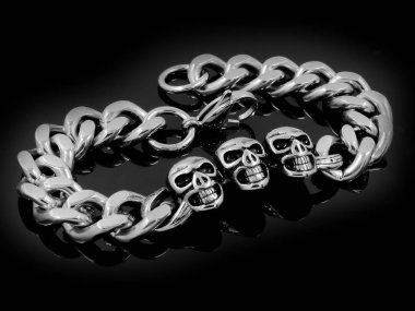 Erkekler - kafatasları - paslanmaz çelik takı bilezik