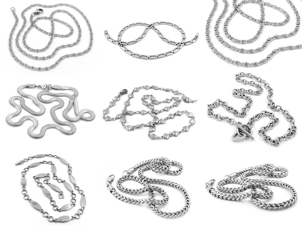 Łańcuch - zestaw - Biżuteria ze stali nierdzewnej — Zdjęcie stockowe