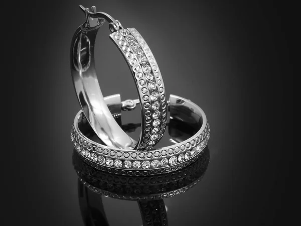 Örhängen - Smycken - rostfritt stål — Stockfoto
