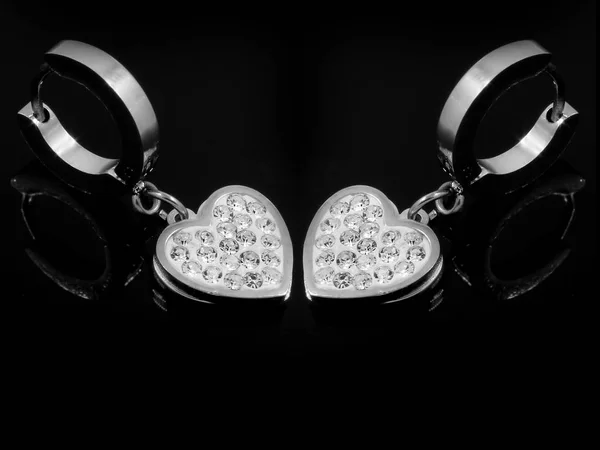 Bijoux boucles d'oreilles - zircon cubique - Acier inoxydable et cristaux — Photo