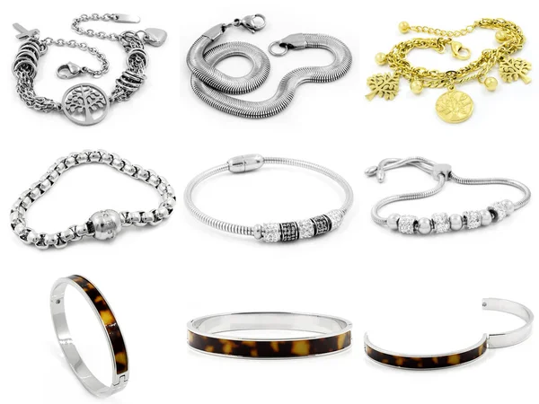 Sada fotografií - šperky - náramky pro ženy — Stock fotografie