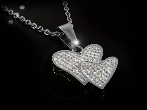 Halsband hjärta - Silver rostfritt stål — Stockfoto