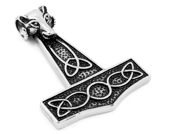 Кулон ювелирных изделий для мужчин - Символ викинга Молот - Нержавеющая сталь — стоковое фото