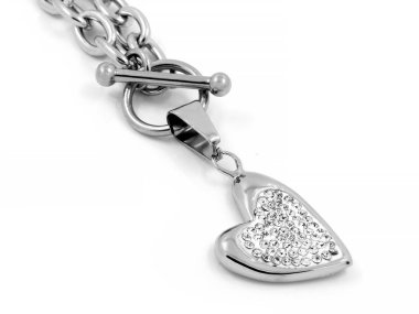 Kalp kolye - paslanmaz çelik ve kübik Zircons