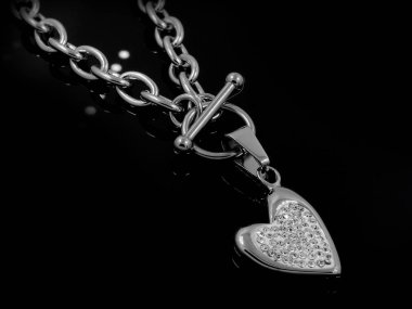 Kalp kolye - paslanmaz çelik ve kübik Zircons