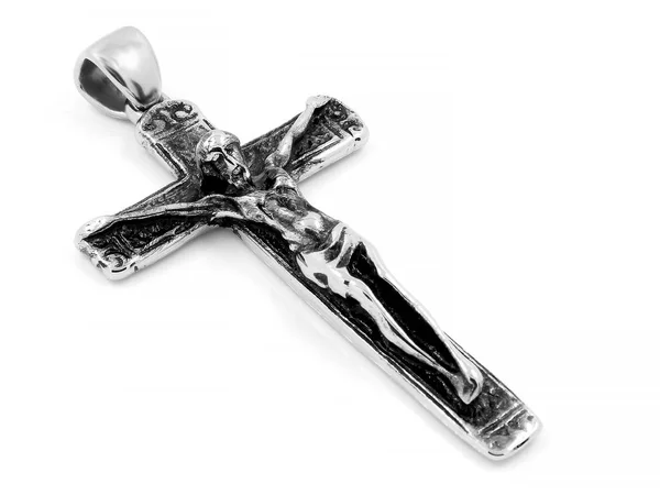 Pendant Cross - Jesus - Stainless Steel — Stock Photo, Image