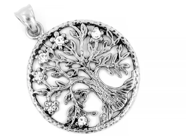 Ожерелье, подвеска для женщин - символическое дерево жизни - нержавеющая сталь — стоковое фото