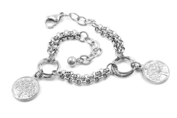 Pulsera de joyería para mujer. Árbol de la Vida símbolo. Acero inoxidable — Foto de Stock