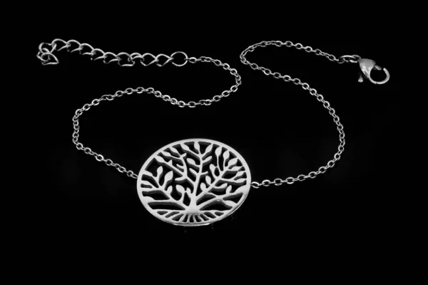 Jewelry bracelet for women. Tree of Life symbol. Stainless steel — Stock Photo, Image