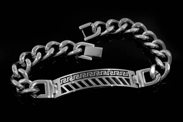 Jewelry bracelet for men. Stainless steel. — Stock Photo, Image