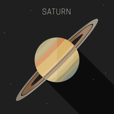 Satürn gezegeni düz simgesi