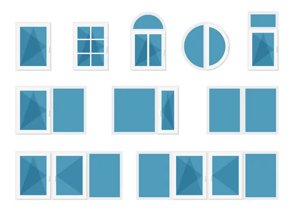 Ventanas con marcos blancos — Vector de stock