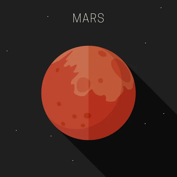 Planeta Marte ícone plano —  Vetores de Stock