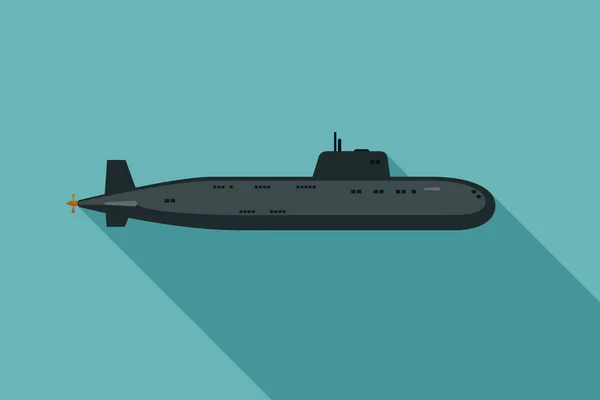 Submarine with long shadow — Stock Vector